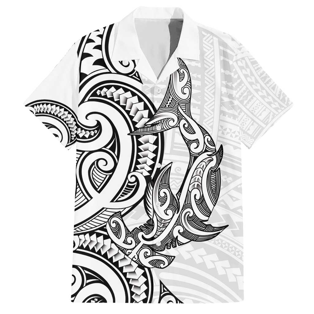 New Zealand Hammerhead Shark Hawaiian Shirt Maori Haehae Mangopare White LT14 White - Polynesian Pride