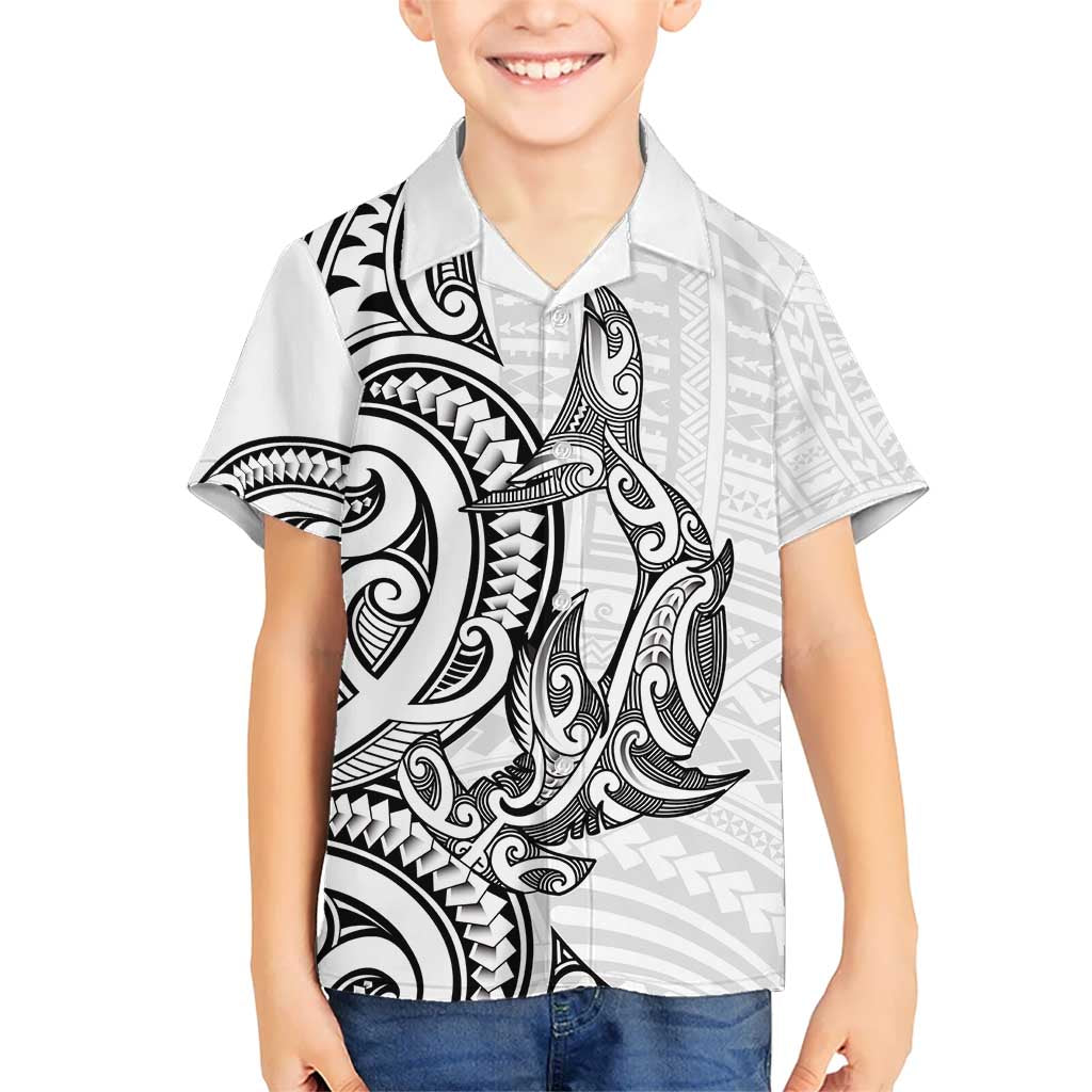 New Zealand Hammerhead Shark Hawaiian Shirt Maori Haehae Mangopare White LT14 - Polynesian Pride