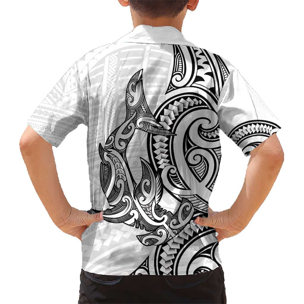 New Zealand Hammerhead Shark Hawaiian Shirt Maori Haehae Mangopare White LT14 - Polynesian Pride