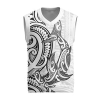 New Zealand Hammerhead Shark Christmas Knitted V-Neck Vest Maori Haehae Mangopare White - Polynesian Pride