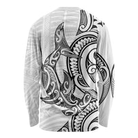 New Zealand Hammerhead Shark Long Sleeve Shirt Maori Haehae Mangopare White LT14 - Polynesian Pride