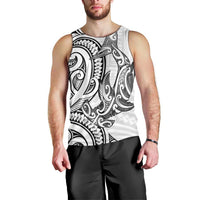 New Zealand Hammerhead Shark Men Tank Top Maori Haehae Mangopare White - Polynesian Pride