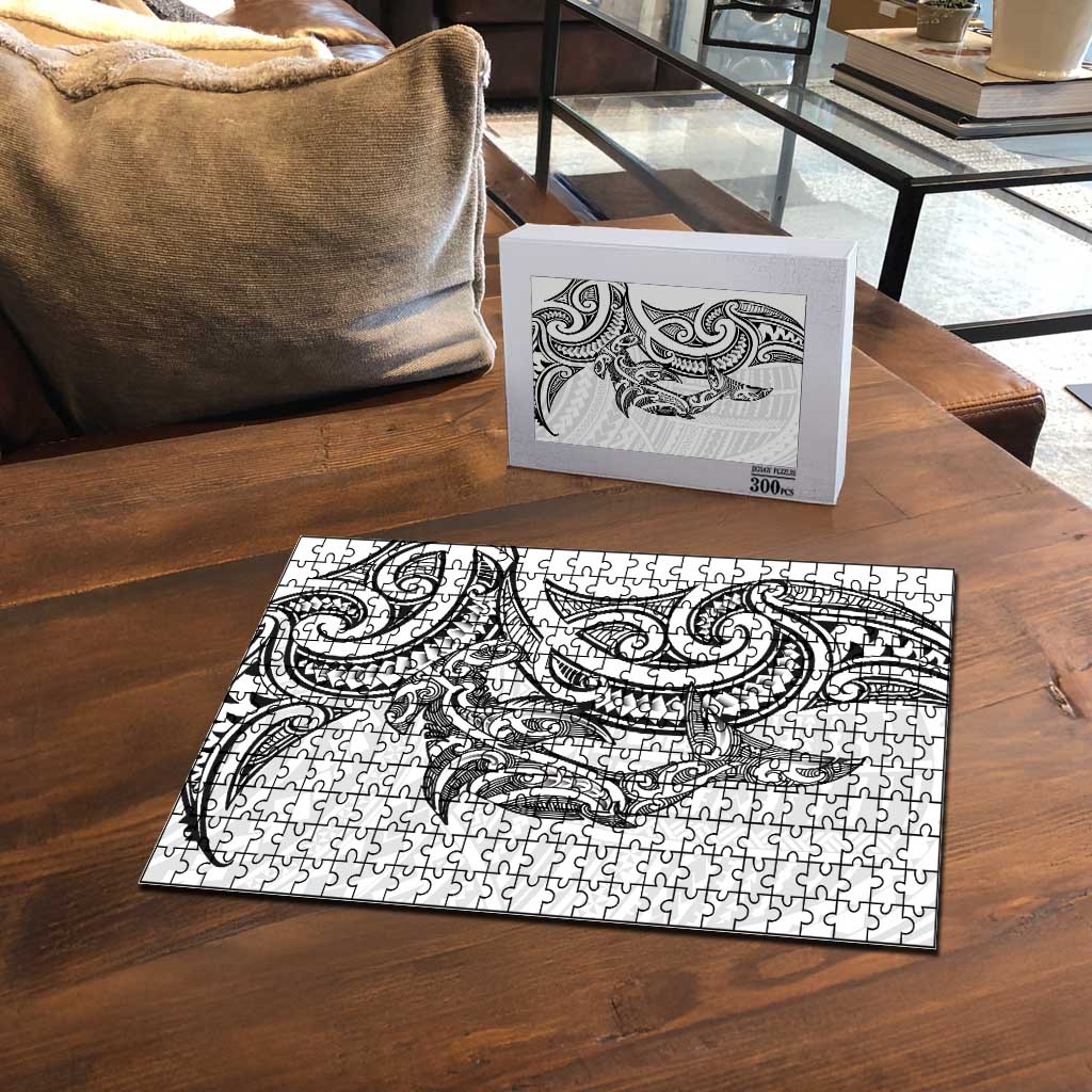 New Zealand Hammerhead Shark Puzzle Maori Haehae Mangopare White - Polynesian Pride