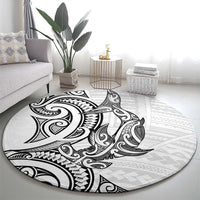 New Zealand Hammerhead Shark Round Carpet Maori Haehae Mangopare White - Polynesian Pride