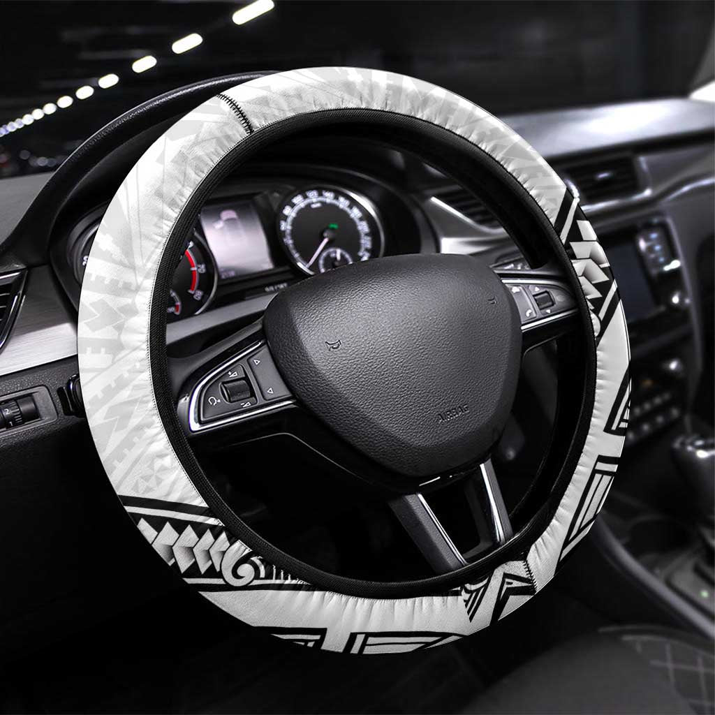 New Zealand Hammerhead Shark Steering Wheel Cover Maori Haehae Mangopare White - Polynesian Pride