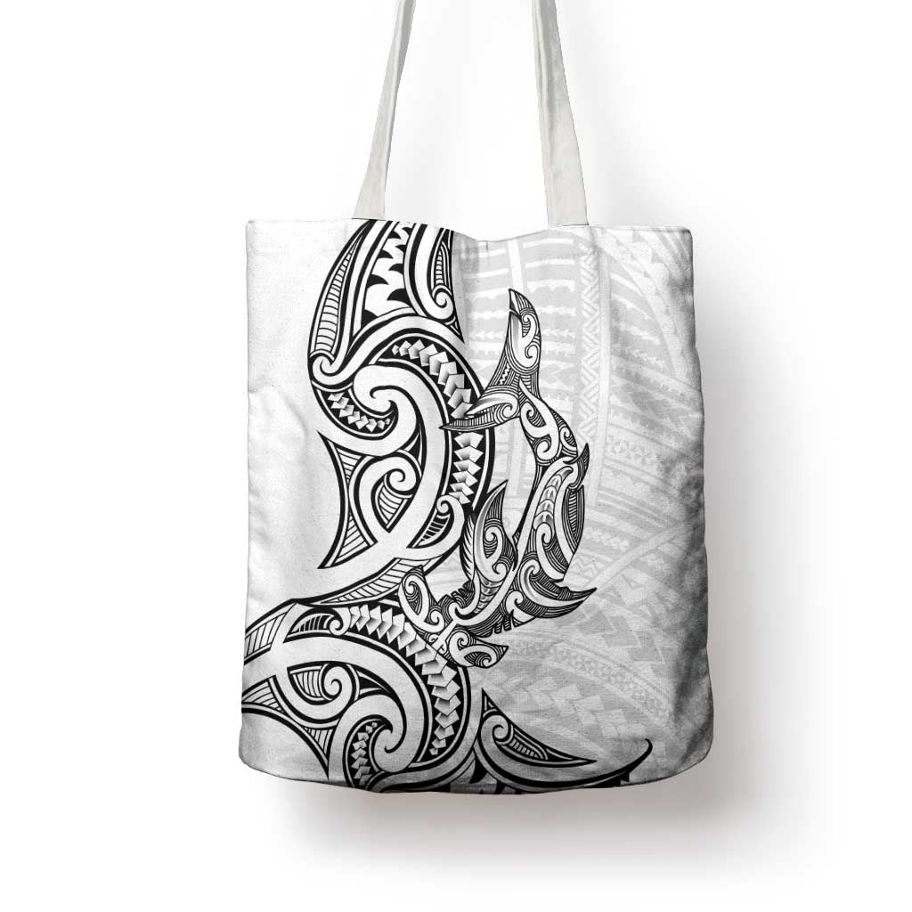New Zealand Hammerhead Shark Tote Bag Maori Haehae Mangopare White - Polynesian Pride