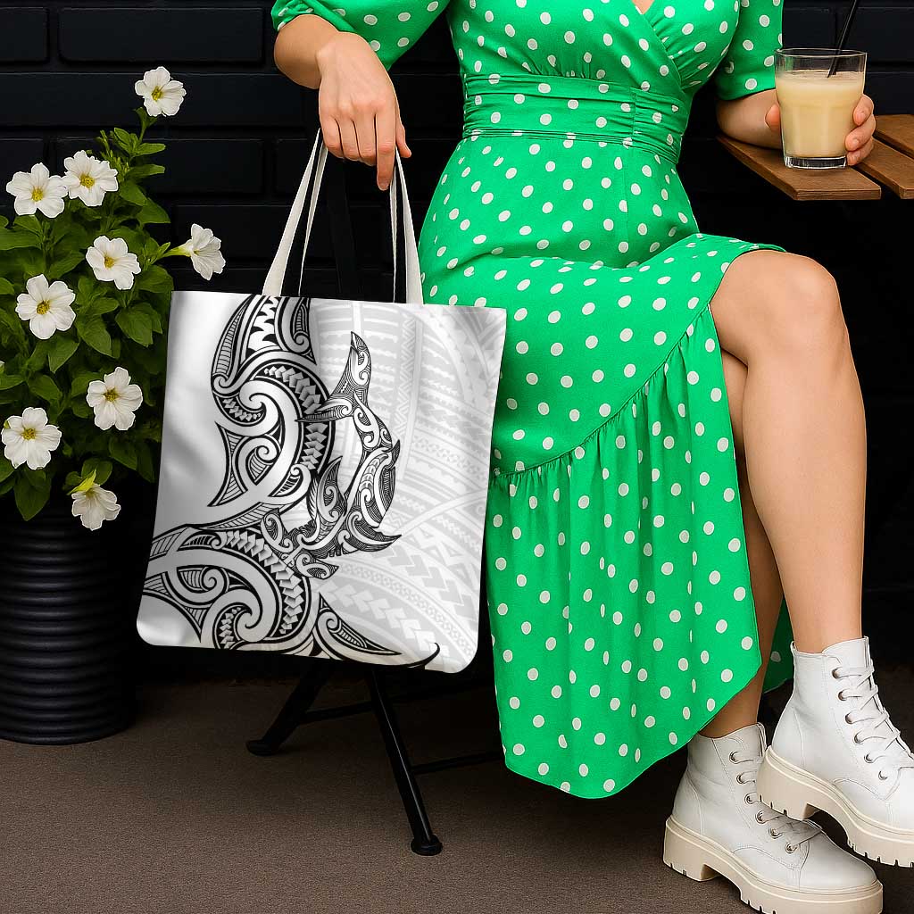 New Zealand Hammerhead Shark Tote Bag Maori Haehae Mangopare White - Polynesian Pride