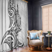 New Zealand Hammerhead Shark Window Curtain Maori Haehae Mangopare White - Polynesian Pride