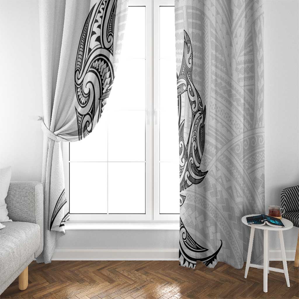 New Zealand Hammerhead Shark Window Curtain Maori Haehae Mangopare White - Polynesian Pride