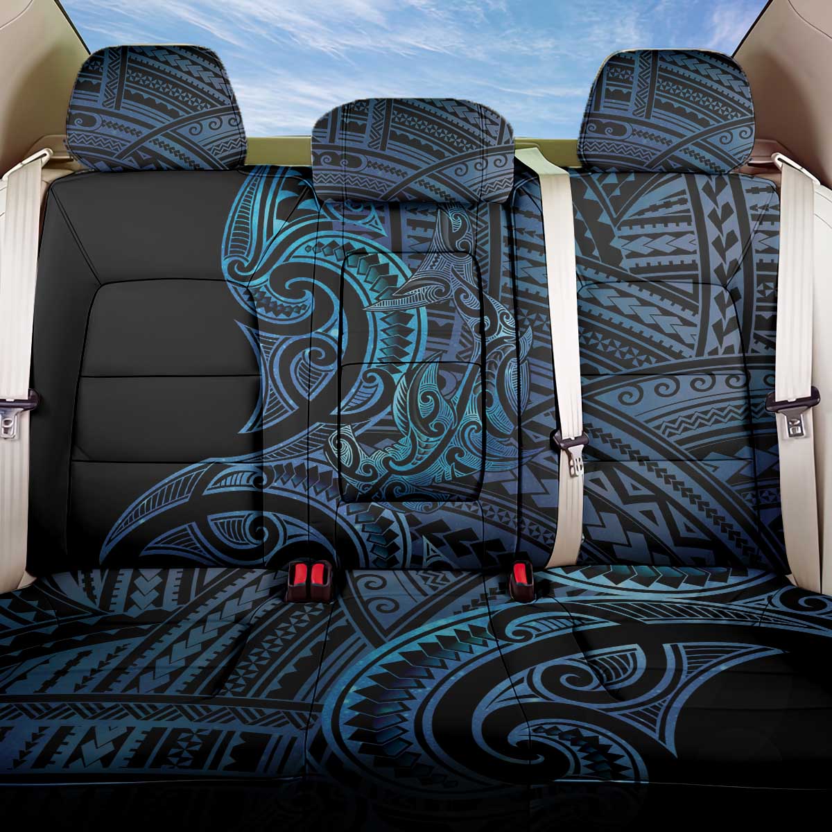 New Zealand Hammerhead Shark Back Car Seat Cover Maori Haehae Mangopare Galaxy - Polynesian Pride