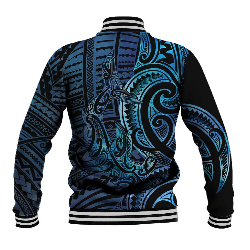 New Zealand Hammerhead Shark Baseball Jacket Maori Haehae Mangopare Galaxy - Polynesian Pride