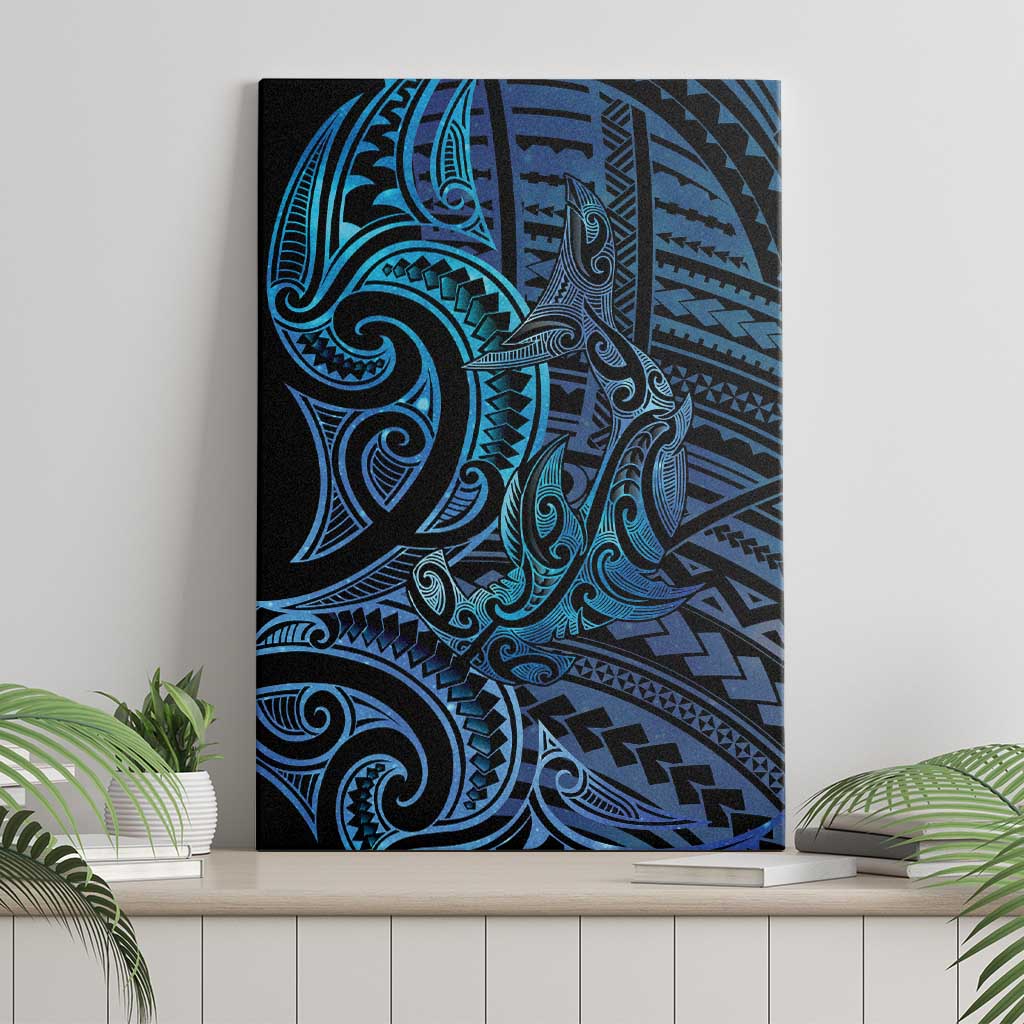 New Zealand Hammerhead Shark Canvas Wall Art Maori Haehae Mangopare Galaxy - Polynesian Pride