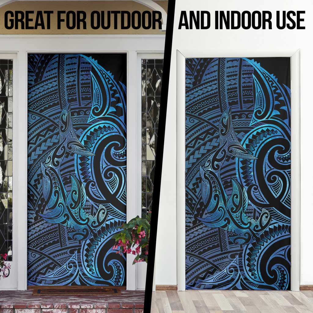 New Zealand Hammerhead Shark Door Cover Maori Haehae Mangopare Galaxy - Polynesian Pride