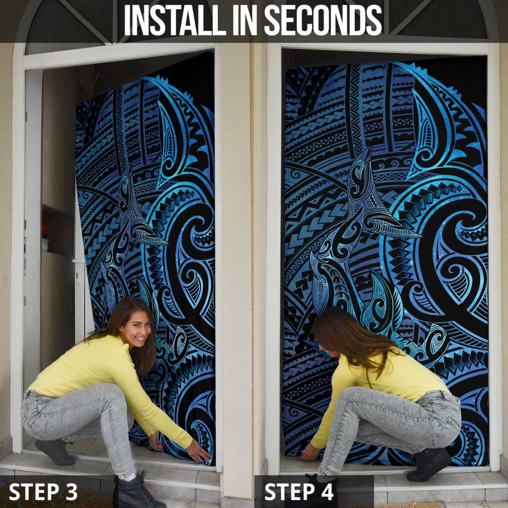 New Zealand Hammerhead Shark Door Cover Maori Haehae Mangopare Galaxy - Polynesian Pride