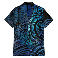 New Zealand Hammerhead Shark Family Matching Off Shoulder Short Dress and Hawaiian Shirt Maori Haehae Mangopare Galaxy - Polynesian Pride
