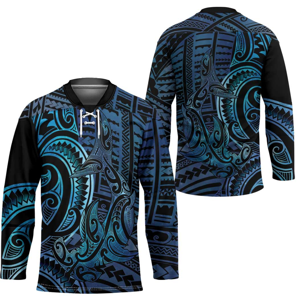 New Zealand Hammerhead Shark Hockey Jersey Maori Haehae Mangopare Galaxy - Polynesian Pride