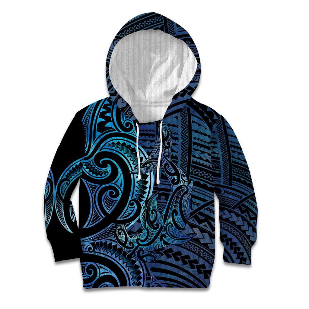 New Zealand Hammerhead Shark Kid Hoodie Maori Haehae Mangopare Galaxy - Polynesian Pride