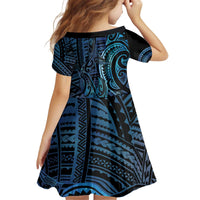 New Zealand Hammerhead Shark Kid Short Sleeve Dress Maori Haehae Mangopare Galaxy - Polynesian Pride