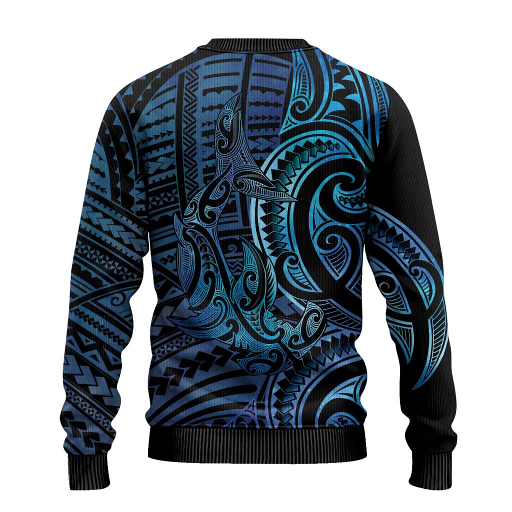 New Zealand Hammerhead Shark Ugly Christmas Sweater Maori Haehae Mangopare Galaxy - Polynesian Pride