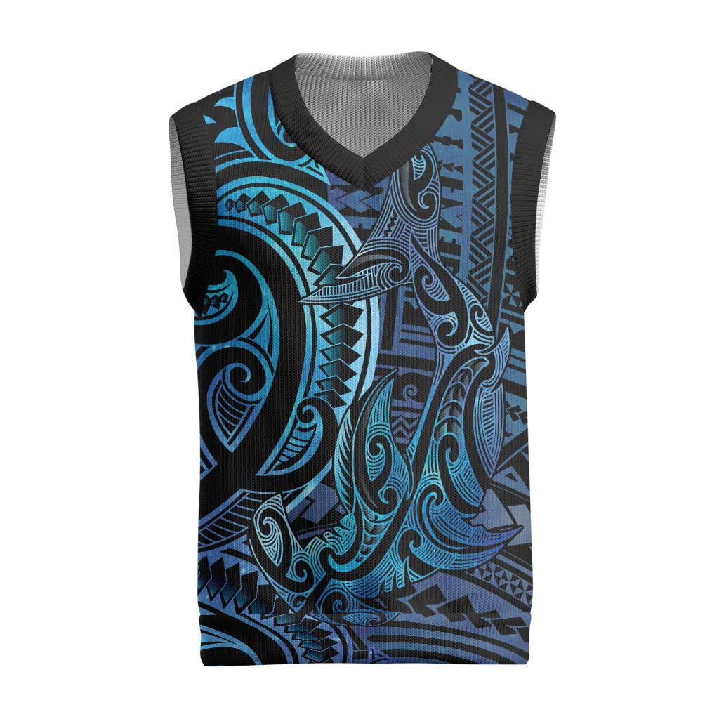 New Zealand Hammerhead Shark Christmas Knitted V-Neck Vest Maori Haehae Mangopare Galaxy - Polynesian Pride