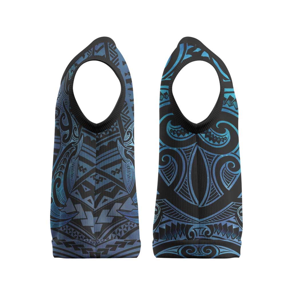 New Zealand Hammerhead Shark Christmas Knitted V-Neck Vest Maori Haehae Mangopare Galaxy - Polynesian Pride