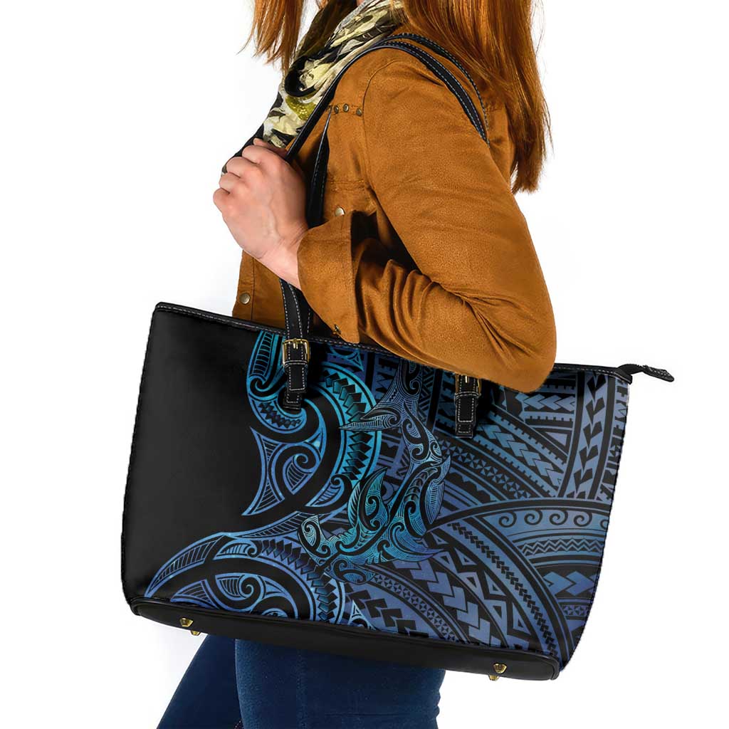 New Zealand Hammerhead Shark Leather Tote Bag Maori Haehae Mangopare Galaxy - Polynesian Pride