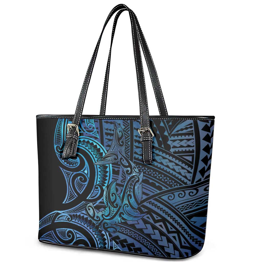 New Zealand Hammerhead Shark Leather Tote Bag Maori Haehae Mangopare Galaxy - Polynesian Pride