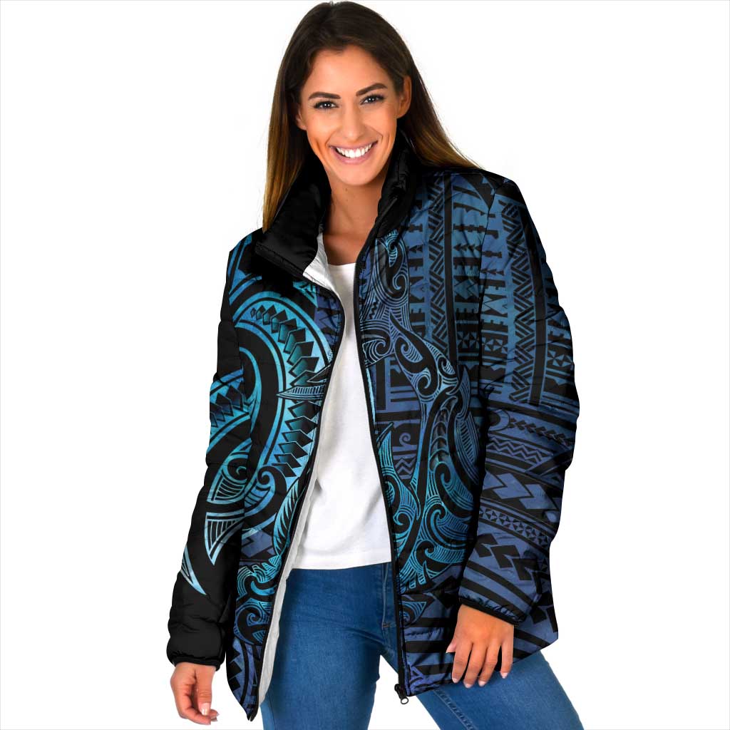New Zealand Hammerhead Shark Padded Jacket Maori Haehae Mangopare Galaxy - Polynesian Pride