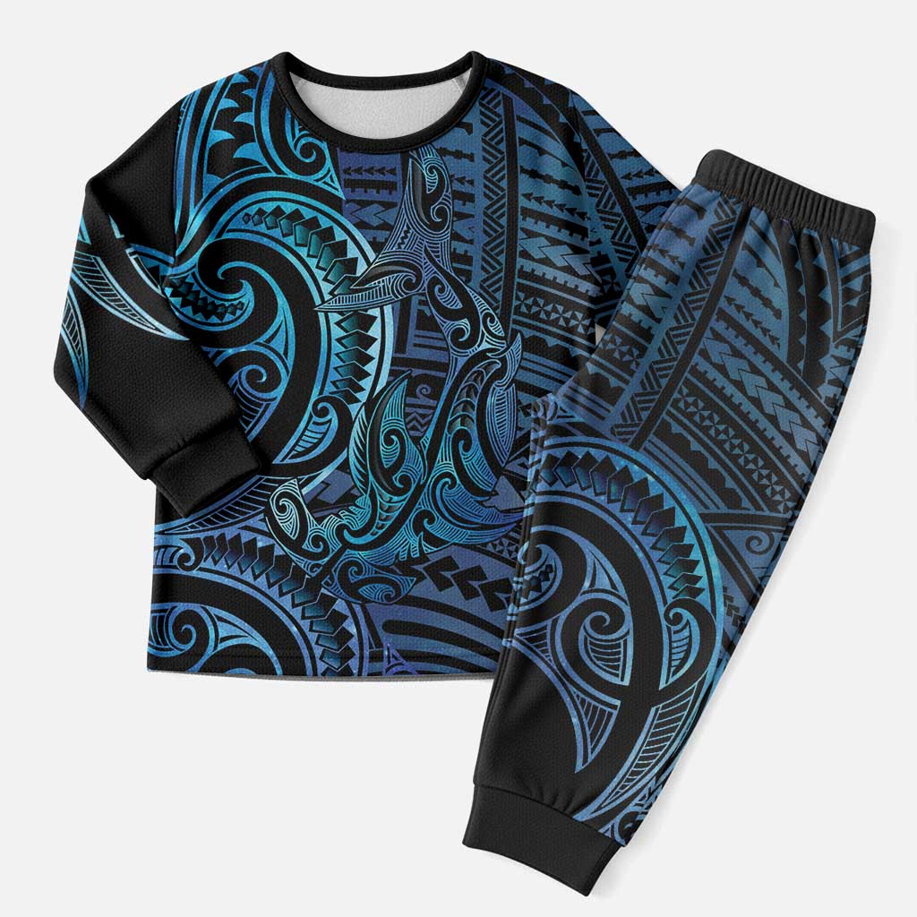 New Zealand Hammerhead Shark Christmas Pajama Set Maori Haehae Mangopare Galaxy - Polynesian Pride