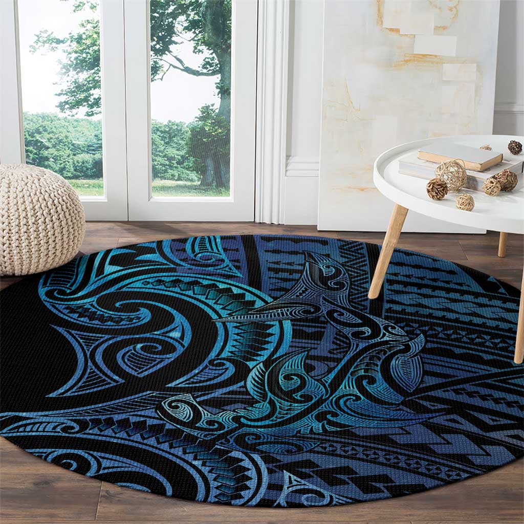 New Zealand Hammerhead Shark Round Carpet Maori Haehae Mangopare Galaxy - Polynesian Pride