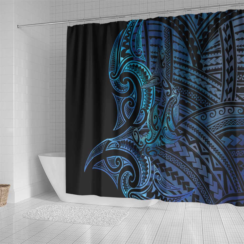 New Zealand Hammerhead Shark Shower Curtain Maori Haehae Mangopare Galaxy - Polynesian Pride