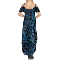 New Zealand Hammerhead Shark Summer Maxi Dress Maori Haehae Mangopare Galaxy - Polynesian Pride