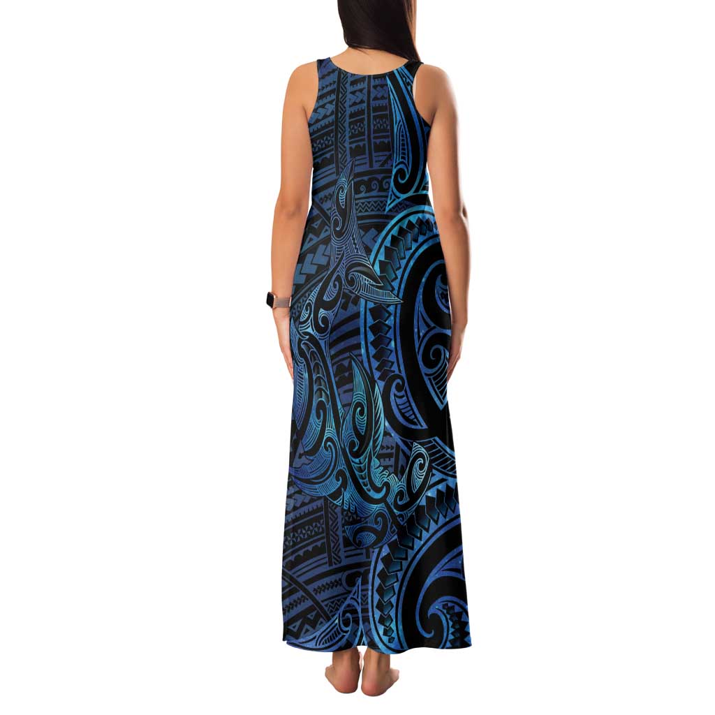 New Zealand Hammerhead Shark Tank Maxi Dress Maori Haehae Mangopare Galaxy - Polynesian Pride