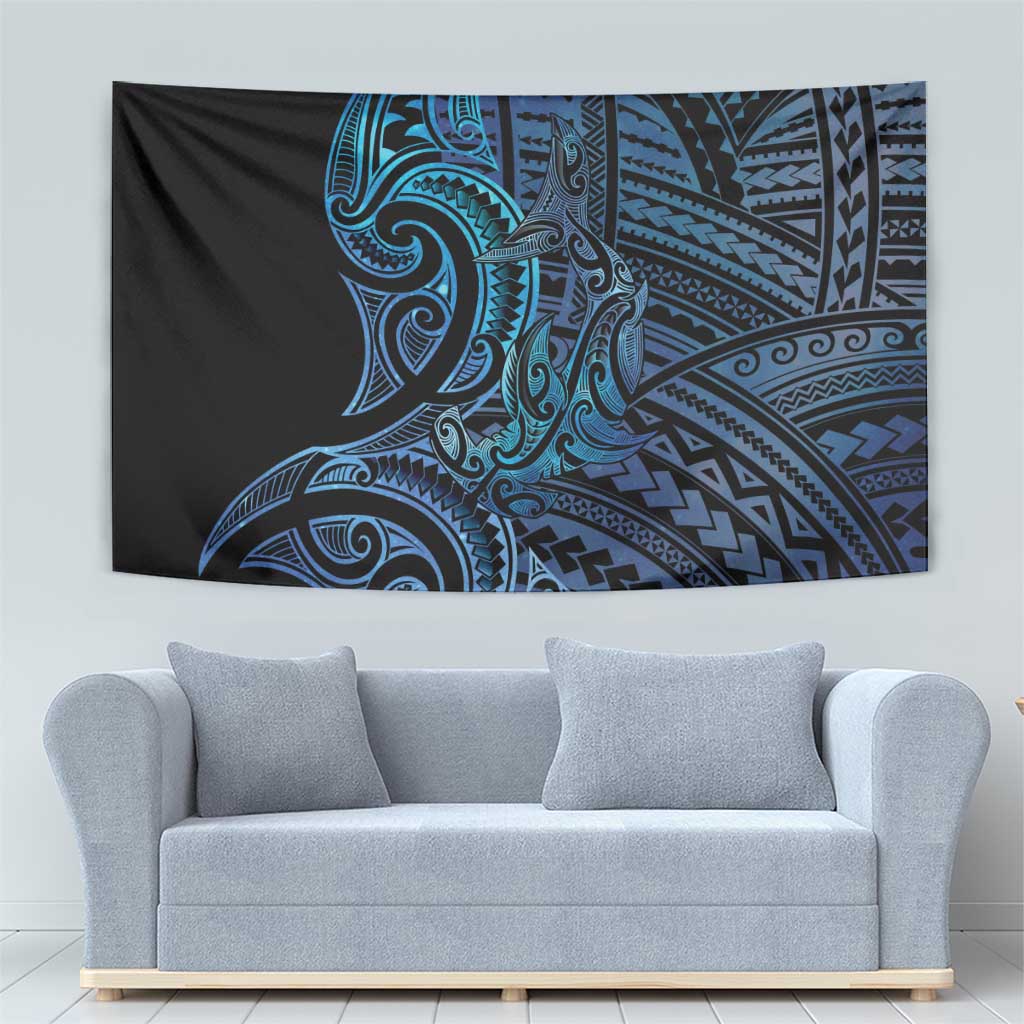 New Zealand Hammerhead Shark Tapestry Maori Haehae Mangopare Galaxy - Polynesian Pride