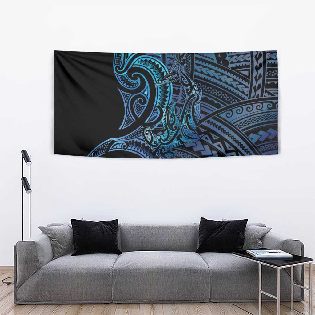 New Zealand Hammerhead Shark Tapestry Maori Haehae Mangopare Galaxy - Polynesian Pride