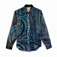 New Zealand Hammerhead Shark Women Casual Shirt Maori Haehae Mangopare Galaxy - Polynesian Pride