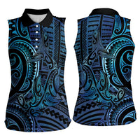 New Zealand Hammerhead Shark Women Sleeveless Polo Shirt Maori Haehae Mangopare Galaxy - Polynesian Pride