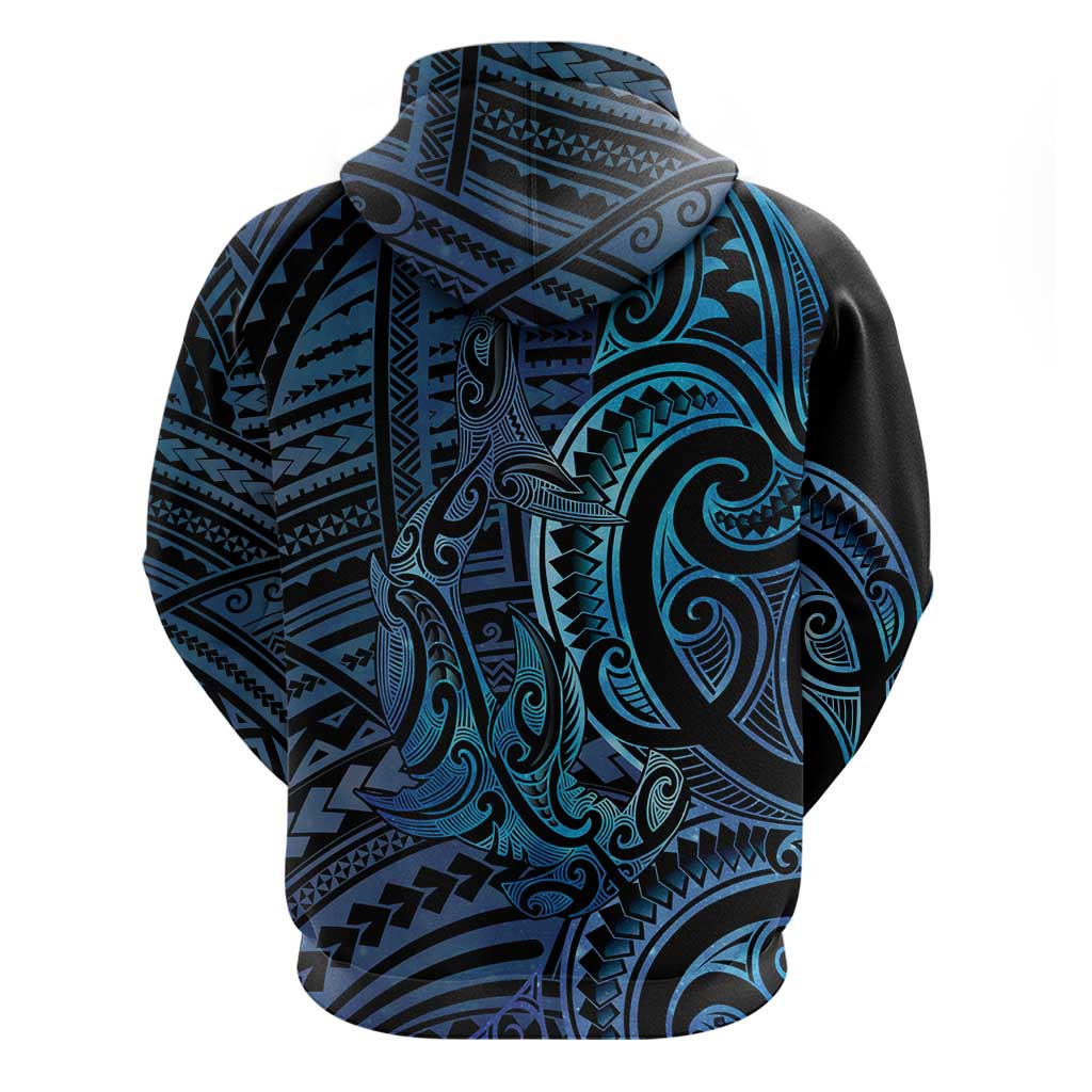 New Zealand Hammerhead Shark Zip Hoodie Maori Haehae Mangopare Galaxy - Polynesian Pride