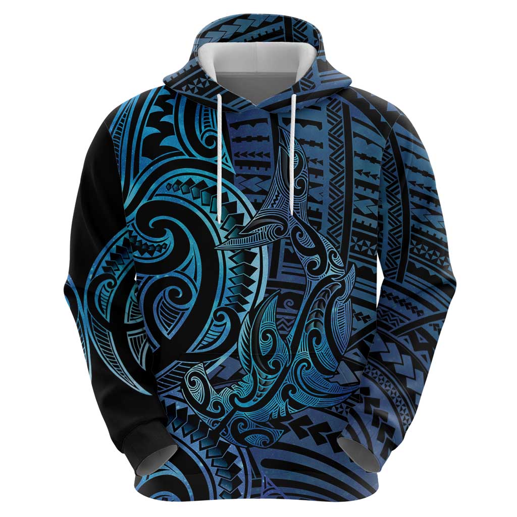 New Zealand Hammerhead Shark Zip Hoodie Maori Haehae Mangopare Galaxy - Polynesian Pride