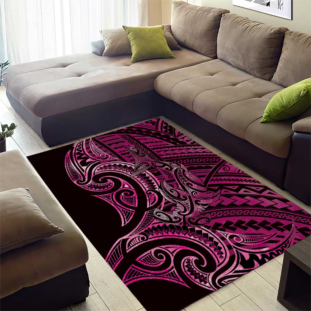 New Zealand Hammerhead Shark Area Rug Maori Haehae Mangopare Pink - Polynesian Pride