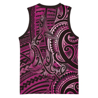 New Zealand Hammerhead Shark Basketball Jersey Maori Haehae Mangopare Pink - Polynesian Pride