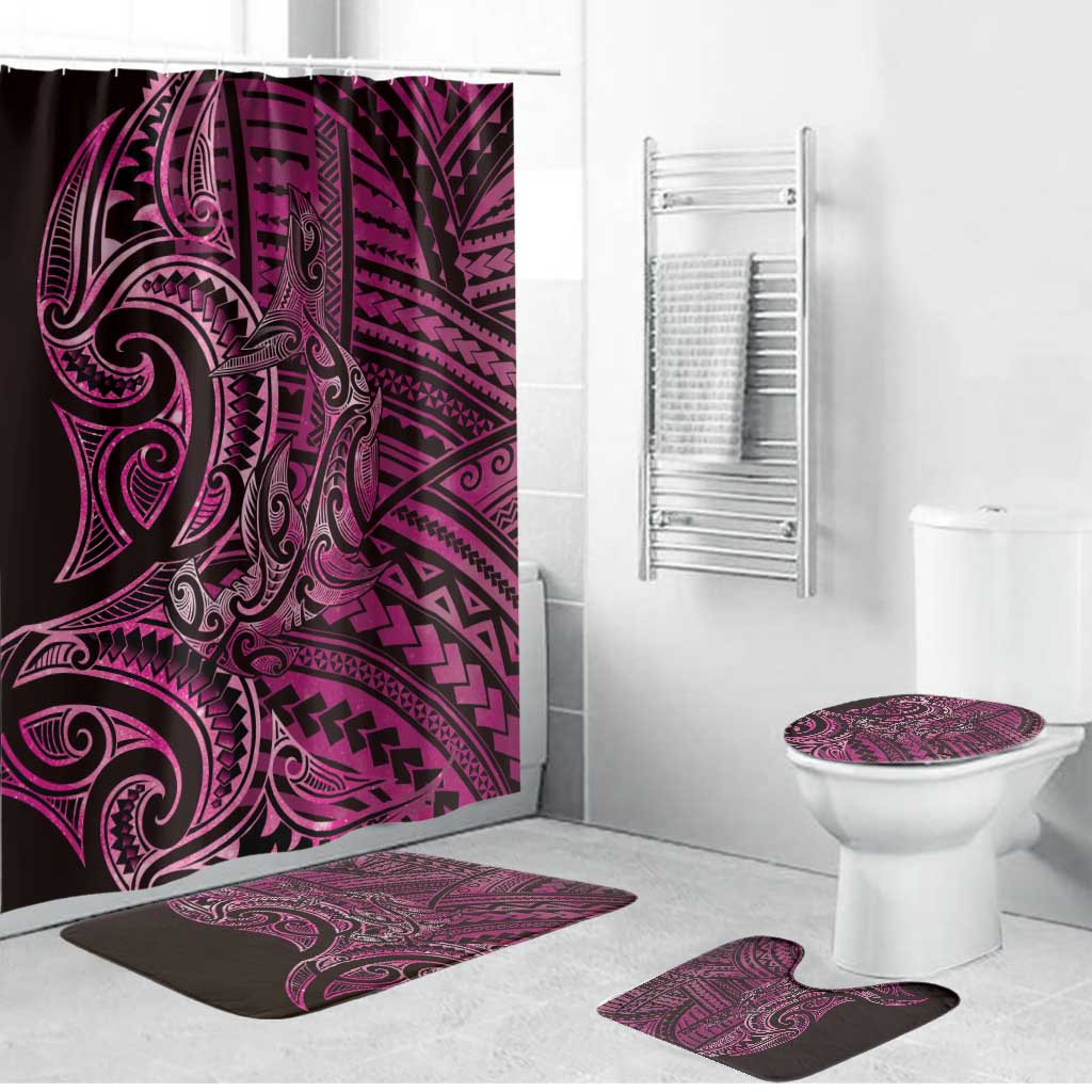New Zealand Hammerhead Shark Bathroom Set Maori Haehae Mangopare Pink - Polynesian Pride