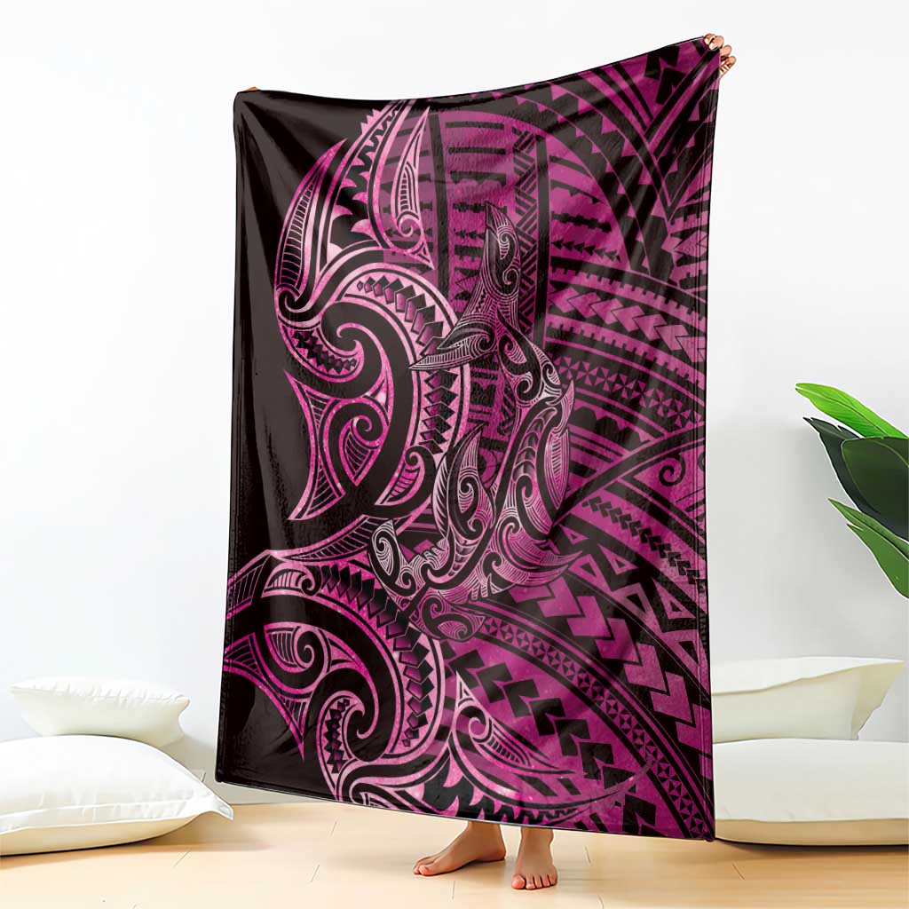New Zealand Hammerhead Shark Blanket Maori Haehae Mangopare Pink - Polynesian Pride