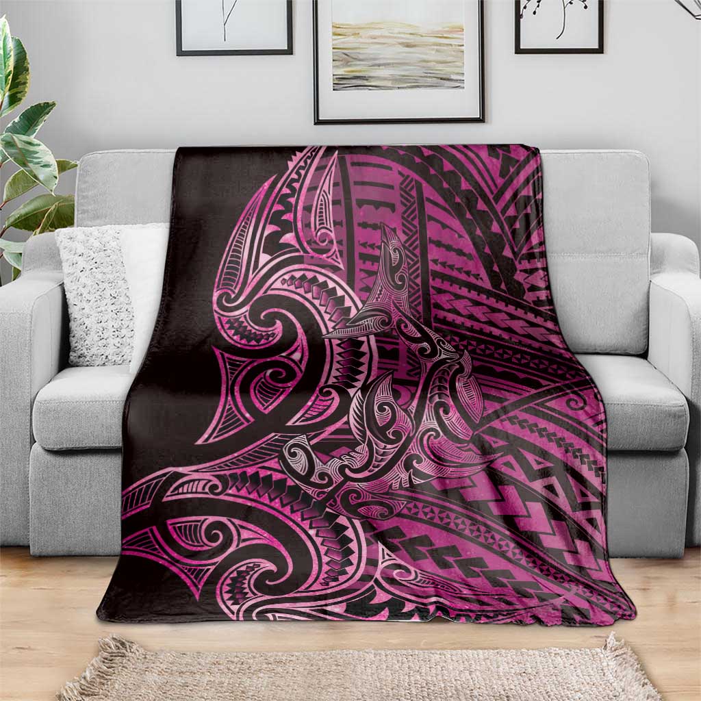 New Zealand Hammerhead Shark Blanket Maori Haehae Mangopare Pink - Polynesian Pride