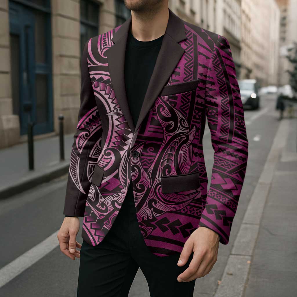 New Zealand Hammerhead Shark Blazer Maori Haehae Mangopare Pink - Polynesian Pride