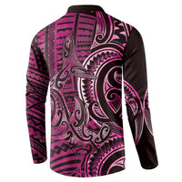 New Zealand Hammerhead Shark Button Sweatshirt Maori Haehae Mangopare Pink - Polynesian Pride