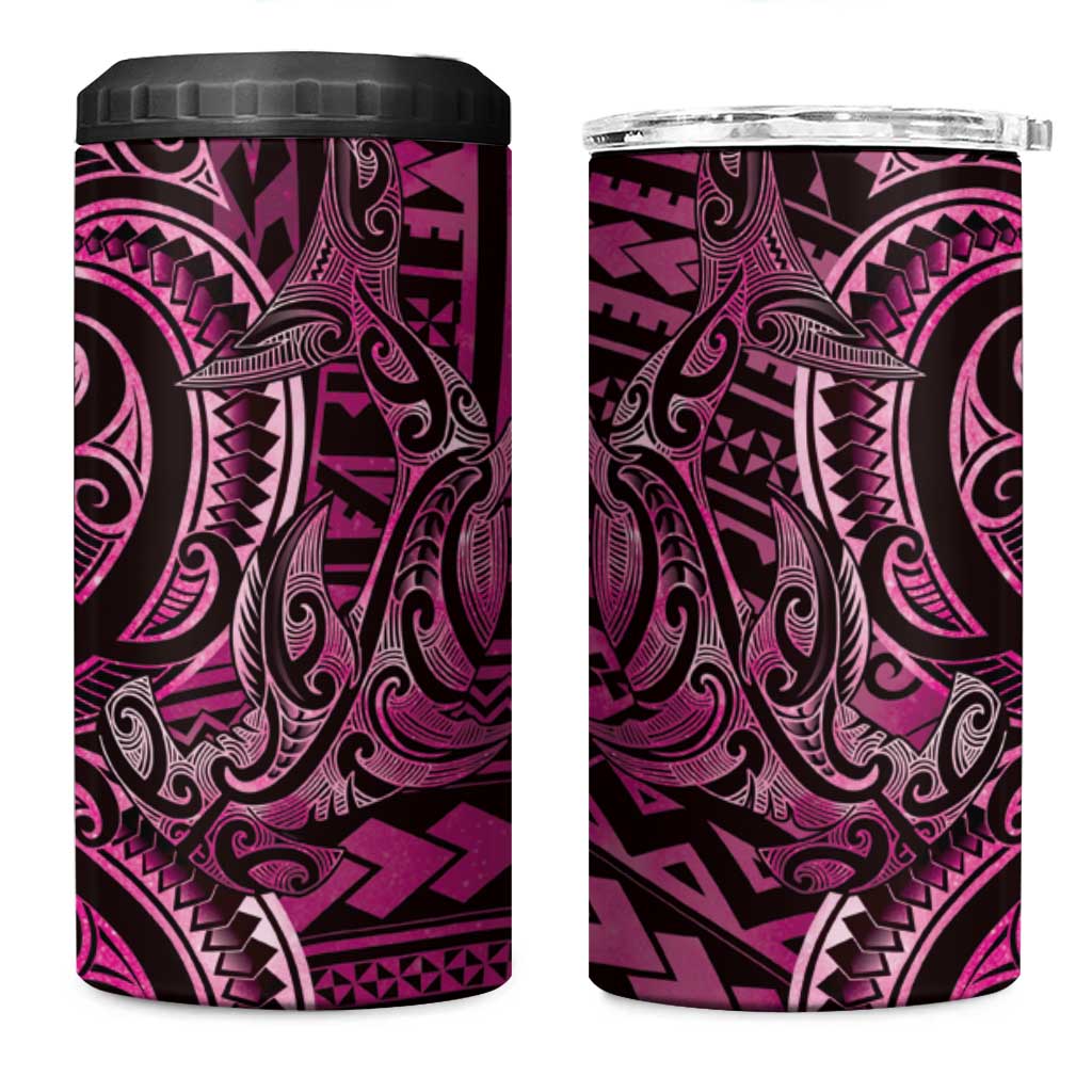 New Zealand Hammerhead Shark 4 in 1 Can Cooler Tumbler Maori Haehae Mangopare Pink - Polynesian Pride