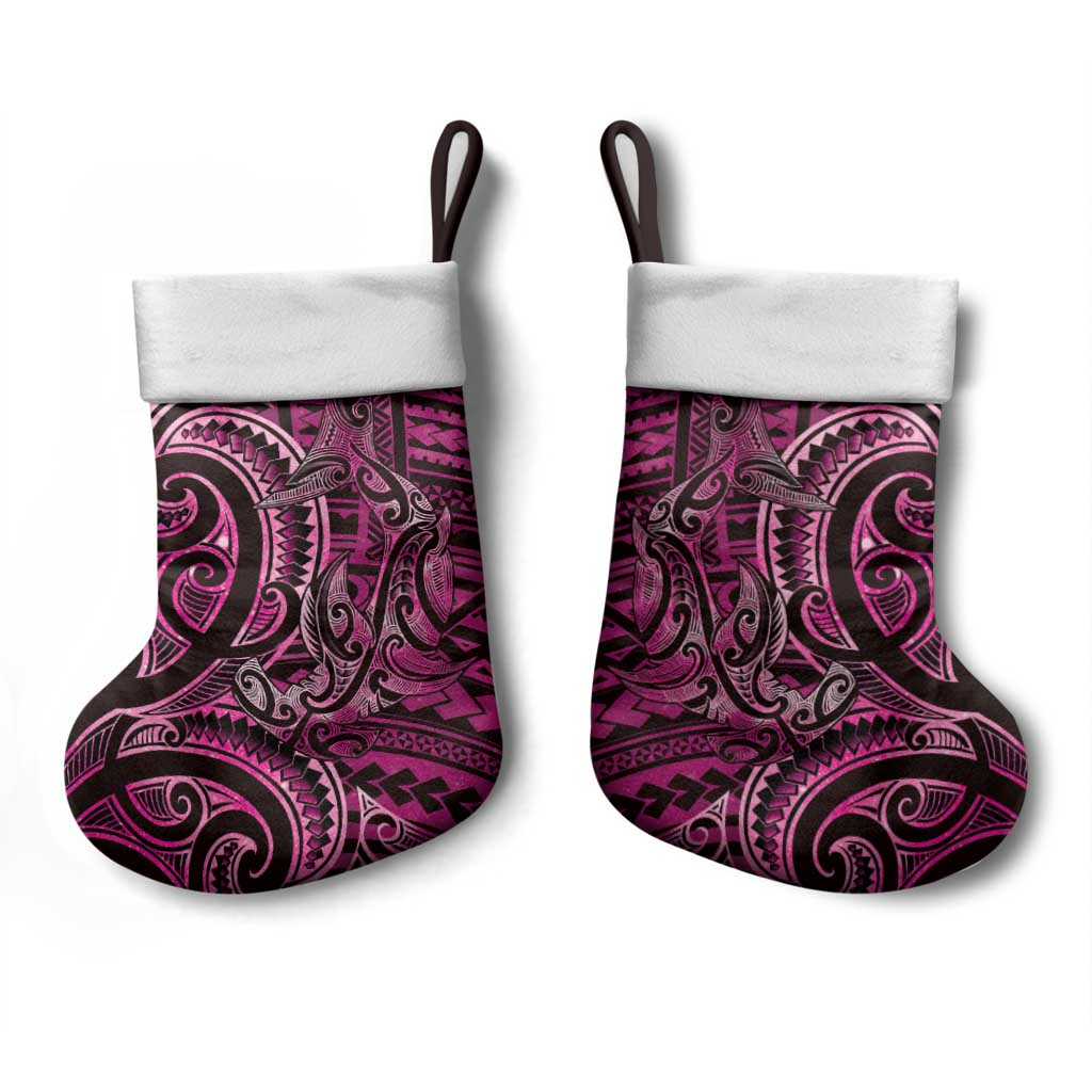 New Zealand Hammerhead Shark Christmas Stocking Maori Haehae Mangopare Pink - Polynesian Pride