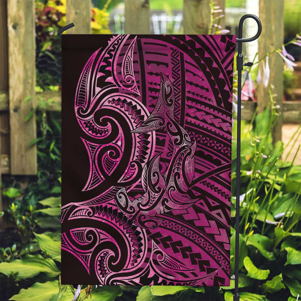 New Zealand Hammerhead Shark Garden Flag Maori Haehae Mangopare Pink - Polynesian Pride