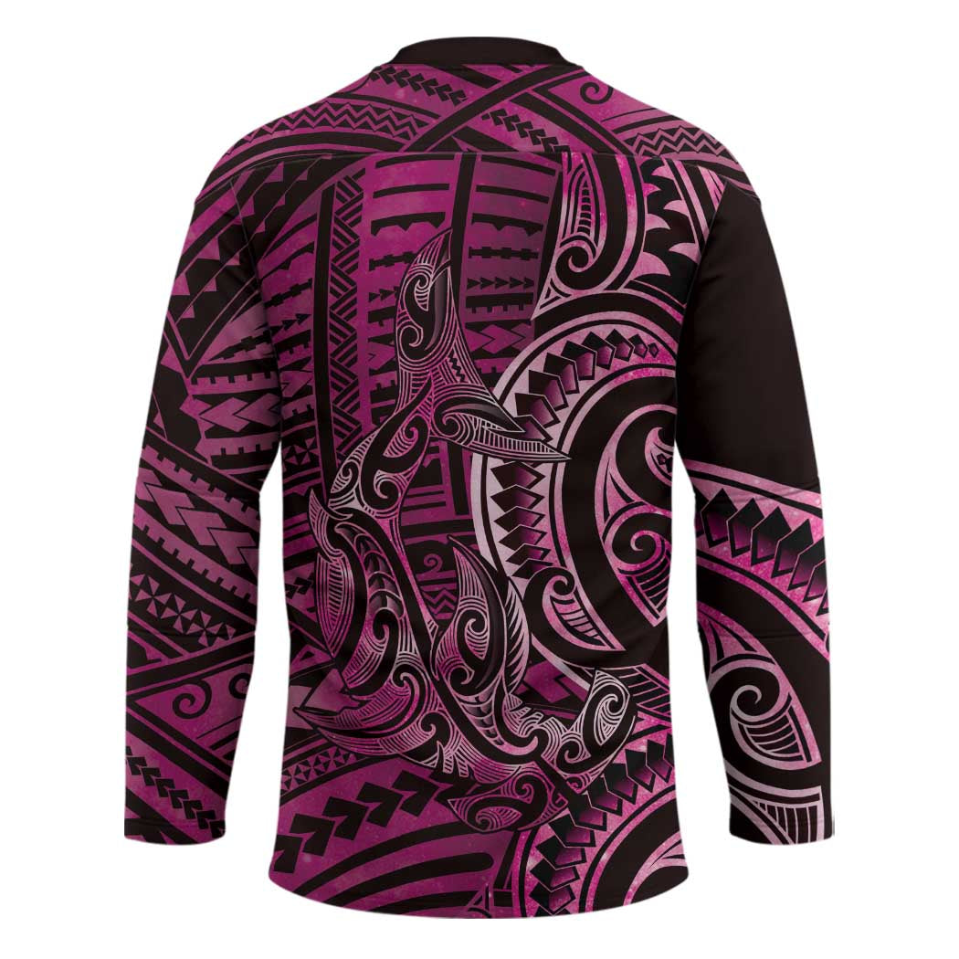New Zealand Hammerhead Shark Hockey Jersey Maori Haehae Mangopare Pink - Polynesian Pride